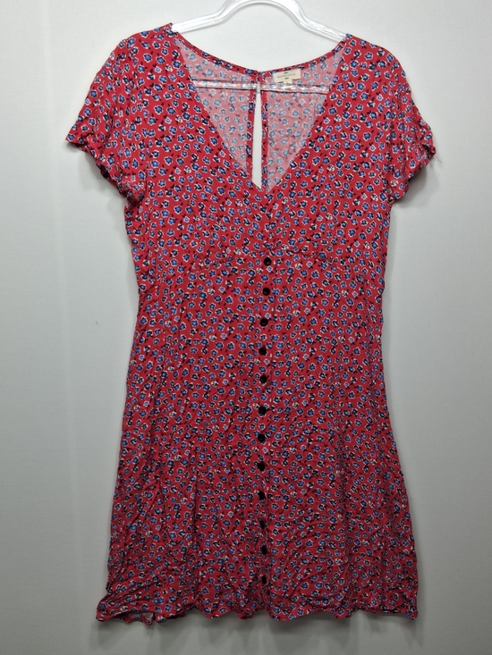 mason & belle Dresses & Skirts - Button-Front Red Floral Mini Dress